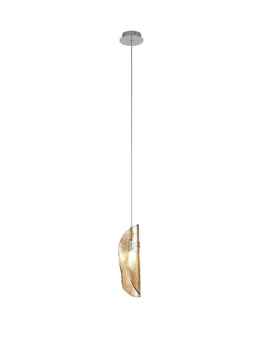 C-Lighting Zamicah Pendant 2m, 1 x G9, Polished Chrome/Amber Glass - 33176