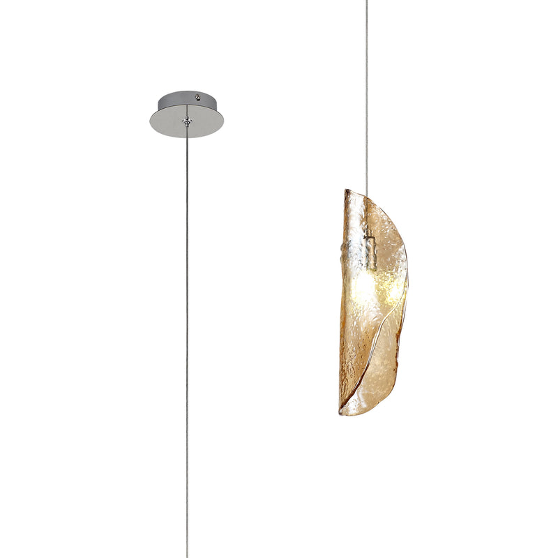 Load image into Gallery viewer, C-Lighting Zamicah Pendant 2m, 1 x G9, Polished Chrome/Amber Glass - 33176
