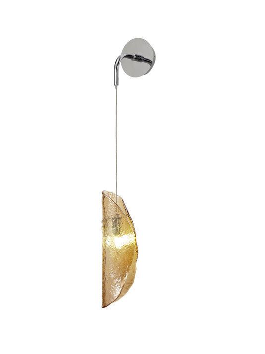 C-Lighting Zamicah Wall Light, 1 x G9, Polished Chrome/Amber Glass - 33180