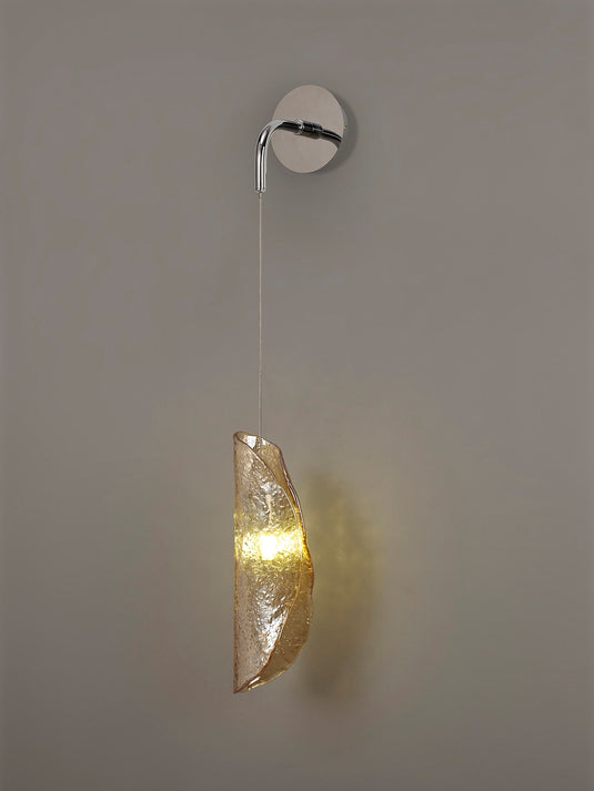 C-Lighting Zamicah Wall Light, 1 x G9, Polished Chrome/Amber Glass - 33180