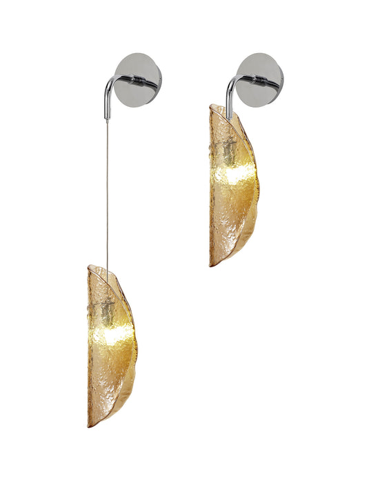 C-Lighting Zamicah Wall Light, 1 x G9, Polished Chrome/Amber Glass - 33180