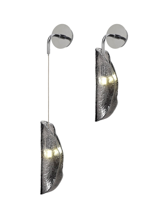 C-Lighting Zamicah Wall Light, 1 x G9, Polished Chrome/Smoked Glass - 33181