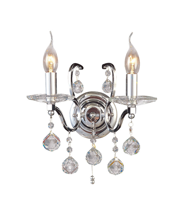 Diyas IL30122 Zinta Wall Lamp Switched 2 Light Switched Polished Chrome/Crystal - 37971