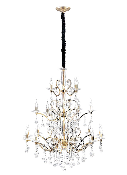 Diyas IL30226+4+12 Zinta Pendant 3 Tier 22 Light E14 French Gold/Crystal, (ITEM REQUIRES CONSTRUCTION/CONNECTION) Item Weight: 49kg - 38004