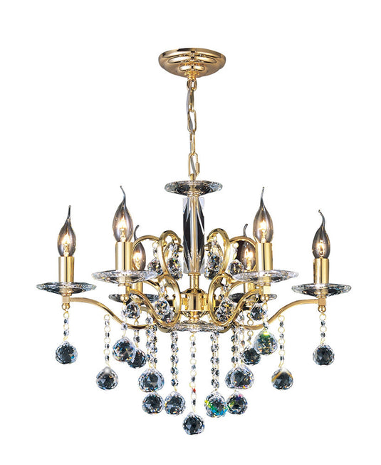 Diyas IL30226 Zinta Pendant 6 Light French Gold/Crystal - 38003