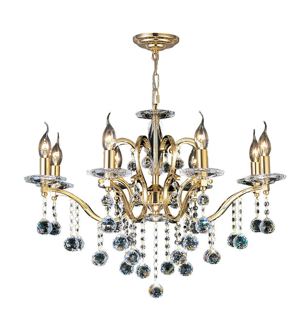 Diyas IL30228 Zinta Pendant 8 Light French Gold/Crystal - 38005